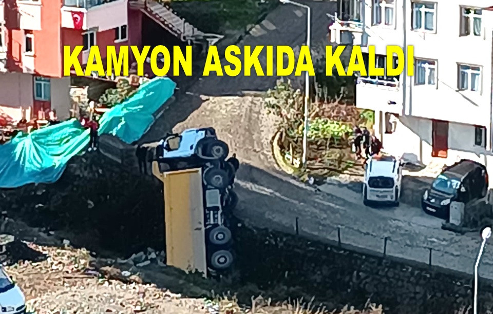 ORDU'DA KONTROLDEN ÇIKAN KAMYON DİKİLİP KALDI